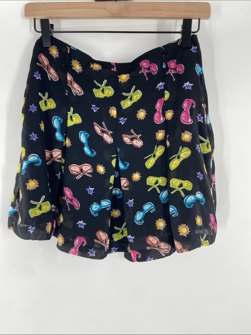 mgr Black Multi Colored Skater Skirt Size XS Gently Used